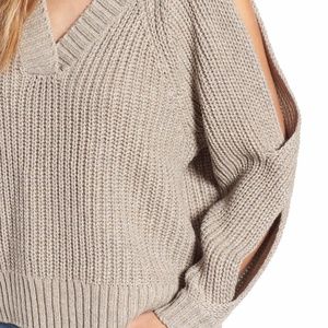 Leith Ribbed Cold Shoulder Sweater